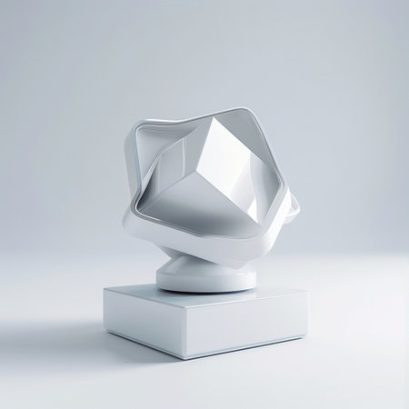 3d rendering of a glass trophy on a white background in studioの素材