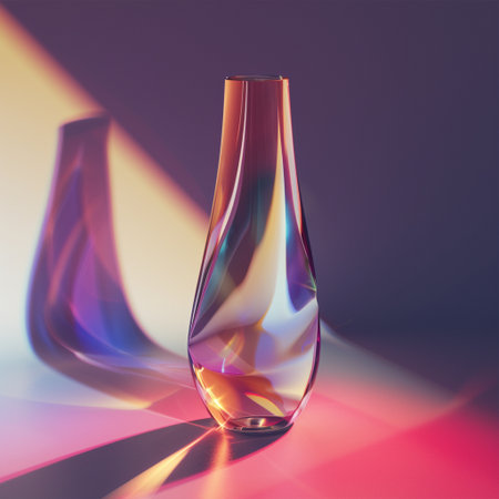 Beautiful glass vase on a colored background. 3d renderingの素材