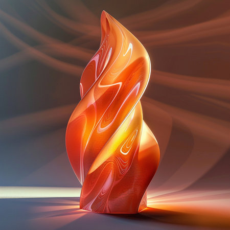 abstract 3d illustration of a red flame on a dark backgroundの素材