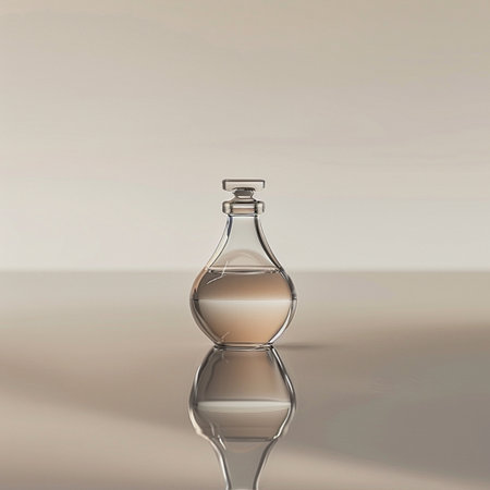 bottle of perfume on a white background with reflection. 3d illustrationの素材