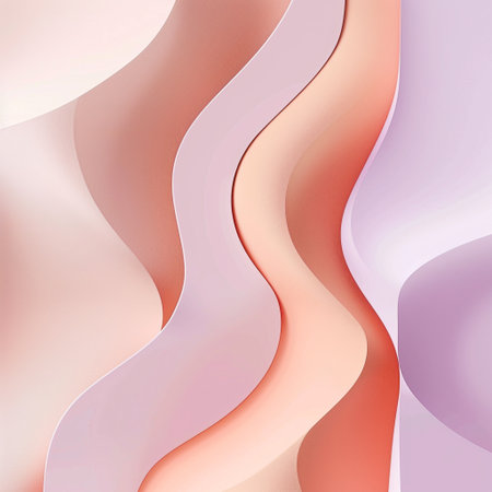 Abstract background with wavy lines in pink colors. Vector illustration.の素材