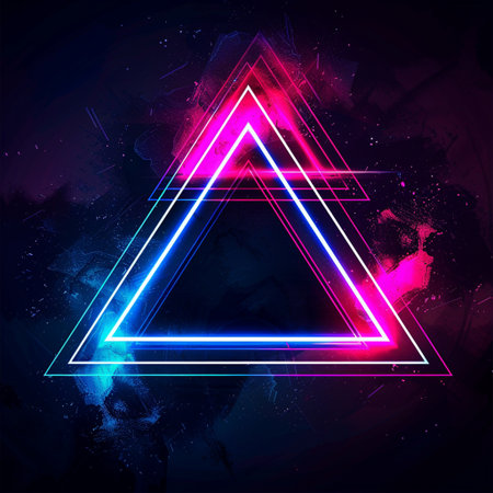 Neon triangle on grunge background. Vector illustration. Eps 10の素材