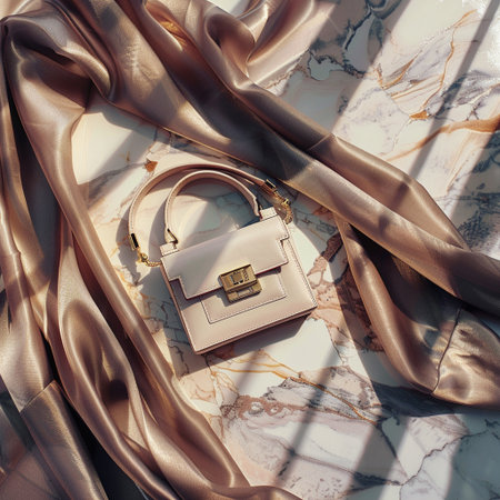 Luxury golden clutchle background. Fashion and beauty concept.の素材