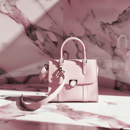 Luxury pink handbag background. 3d renderingの素材