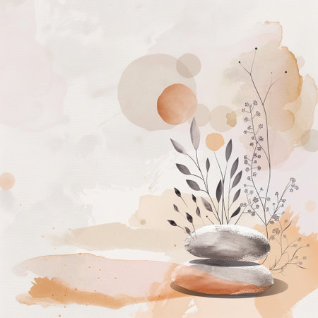 Spa background with watercolor elements. Hand drawn vector illustration.の素材