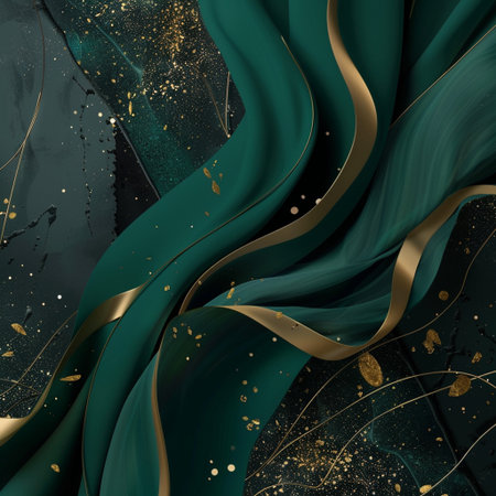 Elegant abstract background with golden waves. 3d render illustrationの素材