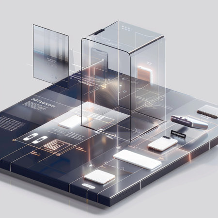 Smartphones in the form of a glass cube. 3d renderingの素材