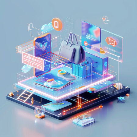 Concept of mobile application development. 3d isometric vector illustration.の素材