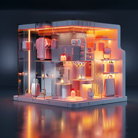 Interior of a modern bathroom. 3D rendering. Neon lights.の素材