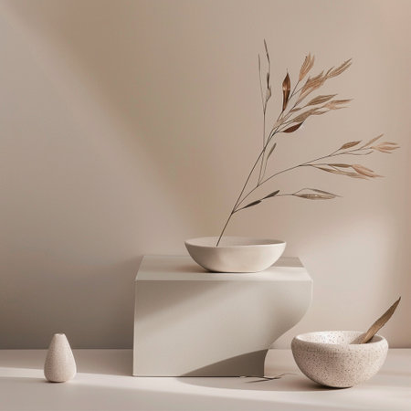 Minimalist composition with geometric shapes. Minimalist interior design. 3d renderの素材