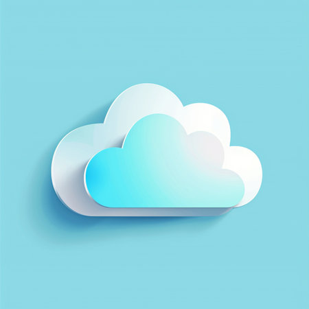Cloud computing concept. Vector illustration with paper cut cloud on blue backgroundの素材