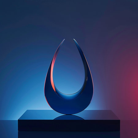 3d rendering of a blue oil drop on a dark blue backgroundの素材