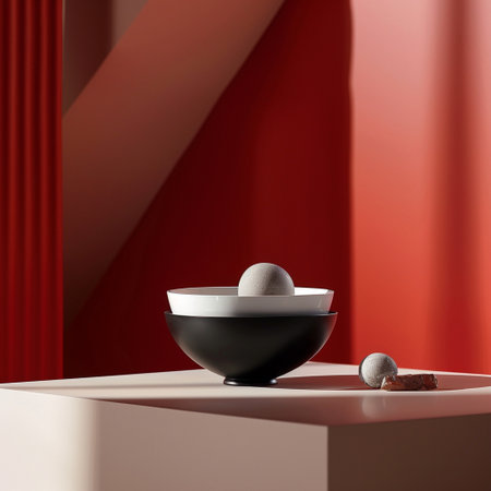 Eggs in a bowl on a podium. 3d renderの素材