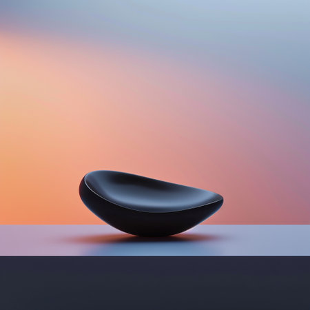 Black beanbag on colorful background, 3d rendering. Computer digital drawing.の素材