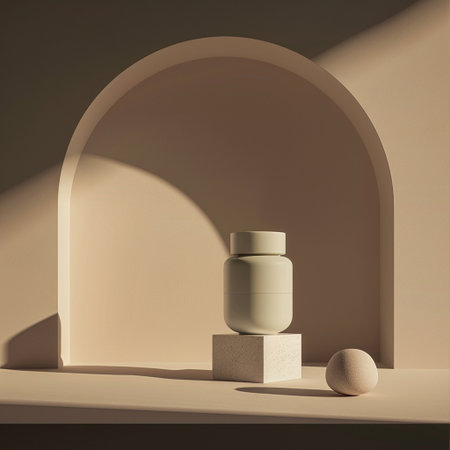 3d rendering of minimal geometric forms. podium for product presentation.の素材