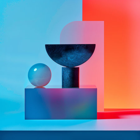 3d render, abstract minimal background, geometric shapes, podium for product presentationの素材