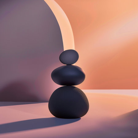 Zen stones on a colored background. 3d render. Minimalismの素材