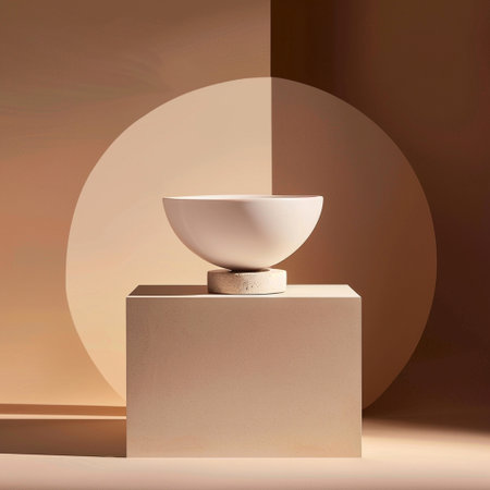 3d render, abstract geometric forms, podium for product presentation.の素材