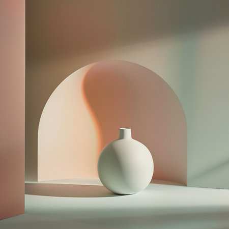 Minimalist interior design with vase. 3D rendering.の素材