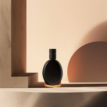 3d render of black perfume bottle on the podium. Mock upの素材