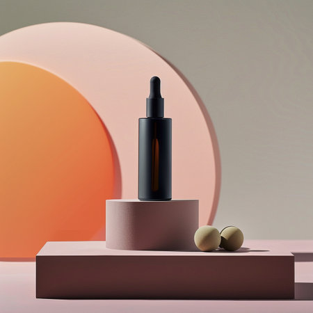 3d render, abstract minimal geometric background, podium for product presentation.の素材