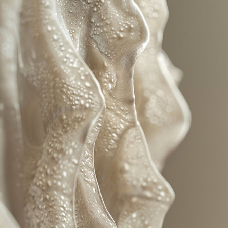 Close up of white soap foam. Shallow depth of field.の素材
