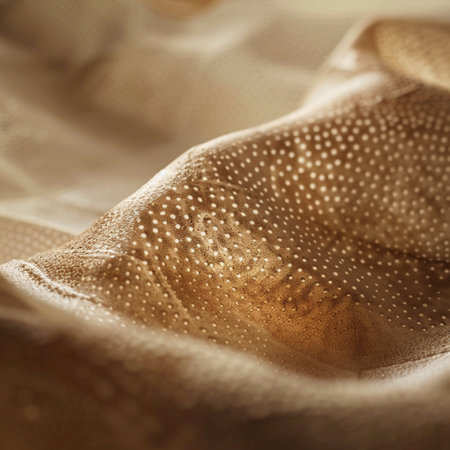 close up of beige fabric as background, shallow depth of fieldの素材