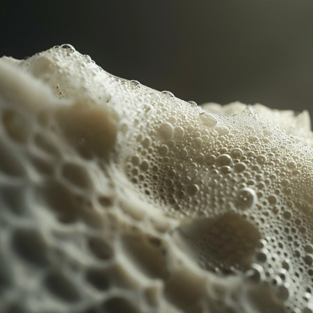 Soap foam close-up macro photography with shallow depth of fieldの素材