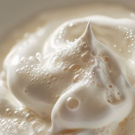 close up of whipped cream in a white bowl, shallow dofの素材