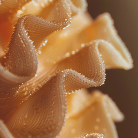 Macro close up of spiral paste with water drops on it.の素材