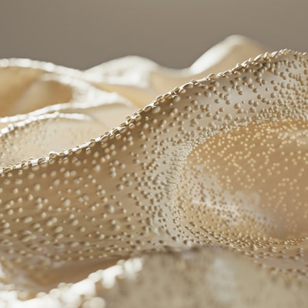 Close up of a straw hat with pearls. Selective focus.の素材