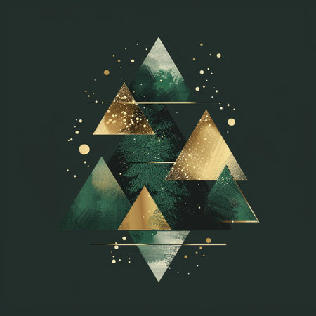 Abstract background with golden triangles. Grunge design. Vector illustration.の素材