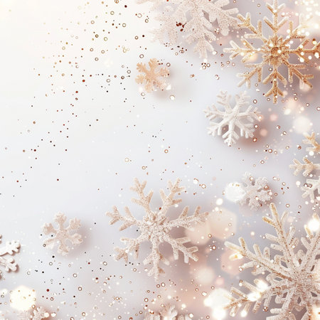 Christmas background with snowflakes, lights and bokeh effectの素材