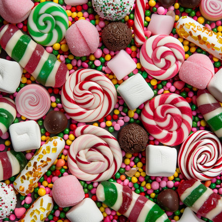 Colorful candies background. Top view. Jelly sweets background.の素材