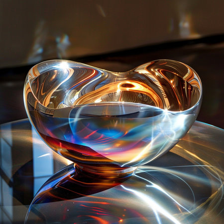 Glass vase in the form of a heart on a dark backgroundの素材