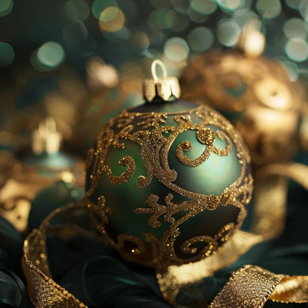 Christmas decoration on bokeh background. Vintage style toned pictureの素材