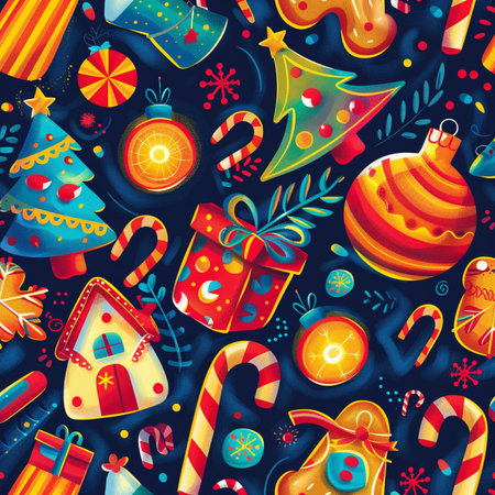 Seamless pattern with Christmas and New Year elements. Vector illustration.の素材