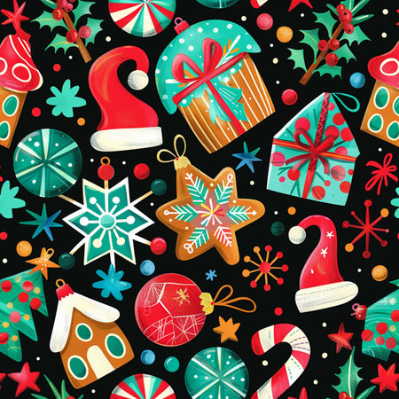 Seamless pattern with christmas elements. Vector illustration for your designの素材