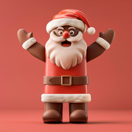 santa claus on a red background 3d-renderingの素材