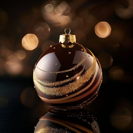 Christmas bauble on bokeh background. Christmas and New Year concept.の素材