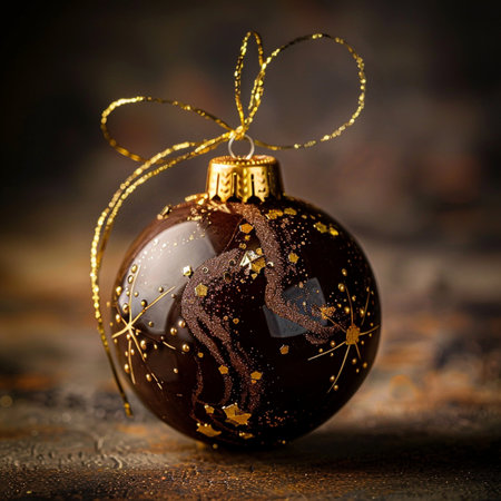 Christmas decoration on a dark background, close-up, selective focusの素材