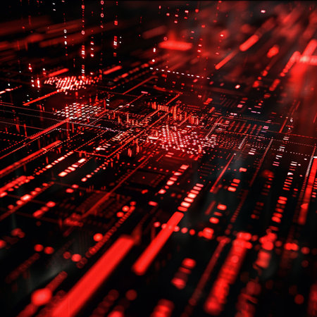 Abstract red technology background. 3d rendering toned image double exposureの素材