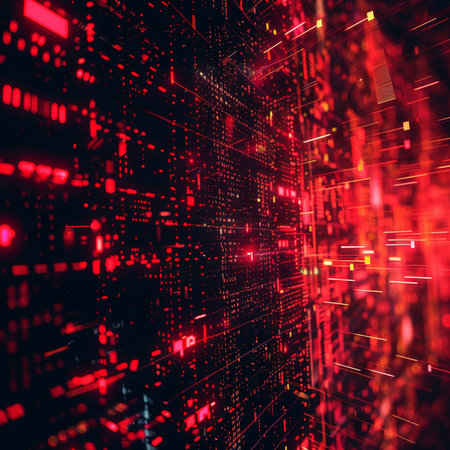 Abstract technology background. 3d render. Red and black colors.の素材