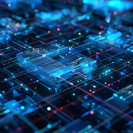 Circuit board, technology background. 3d rendering toned imageの素材