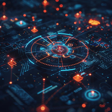 Abstract technology background with circuit board. 3d rendering toned imageの素材