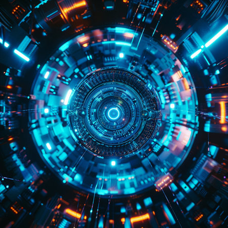 Abstract futuristic technology background. 3d rendering, 3d illustration.の素材