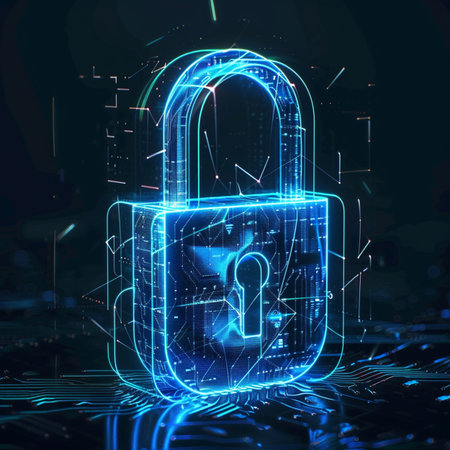 3d rendering digital blue padlock on circuit board background, cyber security conceptの素材