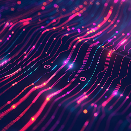 Abstract technology background with glowing lines and dots. 3d illustration.の素材