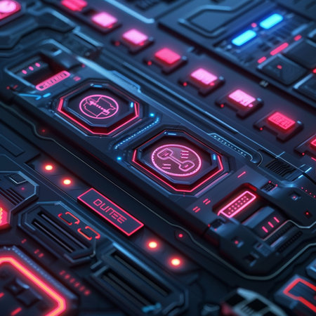 Close-up view of a modern control panel. 3D renderingの素材