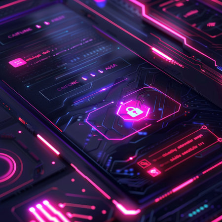 Futuristic circuit board, 3D rendering. Computer digital drawing.の素材